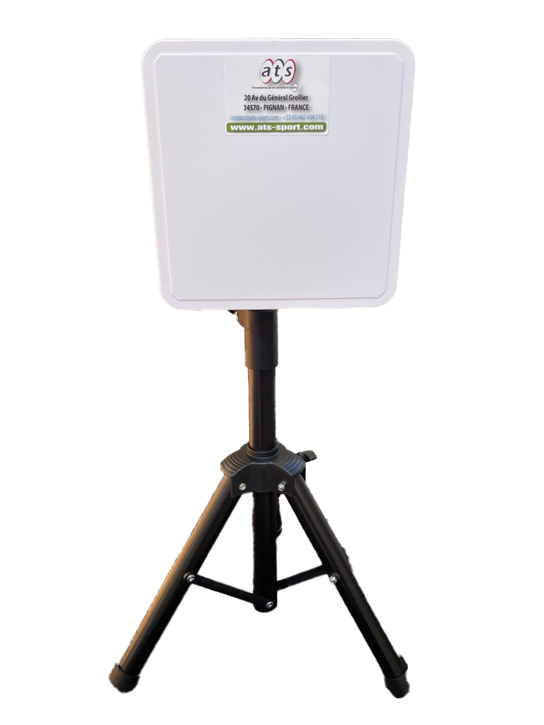 Antenne latérale de détection RFID montée sur son trépied.
